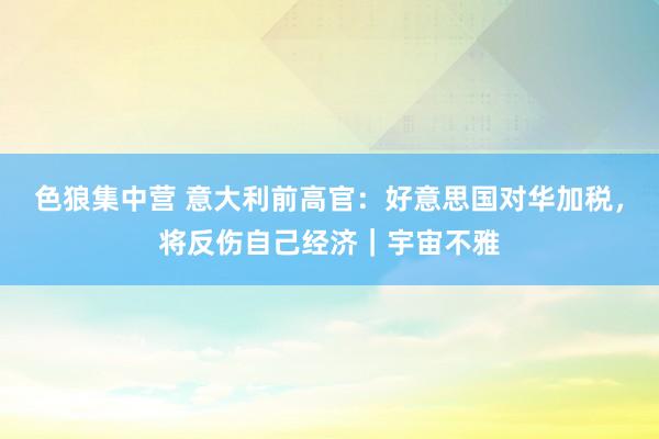 色狼集中营 意大利前高官：好意思国对华加税，将反伤自己经济｜宇宙不雅