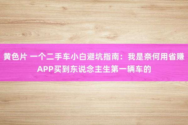 黄色片 一个二手车小白避坑指南：我是奈何用省赚APP买到东说念主生第一辆车的